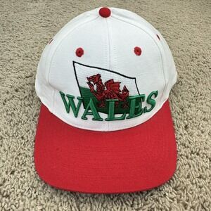 Wales Dragons Hat National Soccer Team Adjustable 2 Tone Red White Team Logo NOS